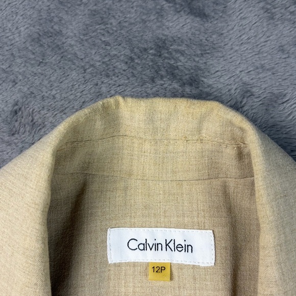 Calvin Klein Blazer Women's 12P Beige Single-Button Notch Stretch Suit Jacket - Picture 4 of 16